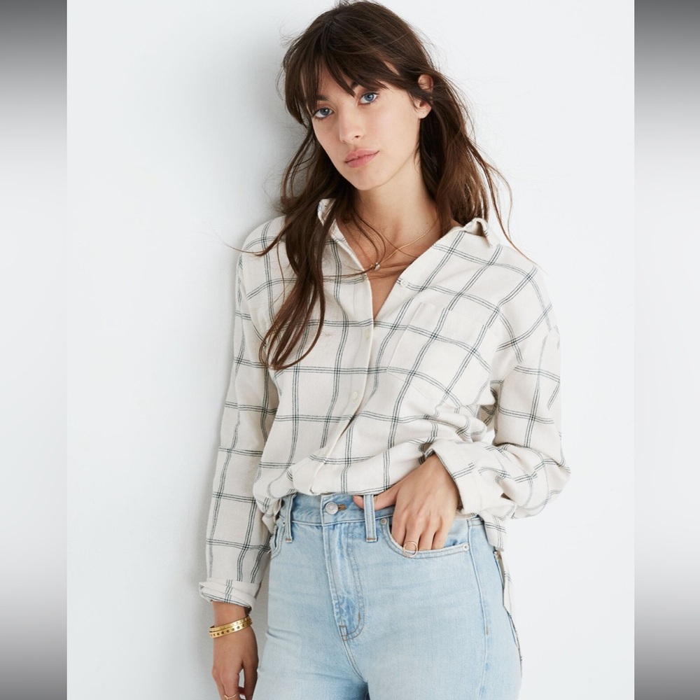 Madewell Flannel Oversized Ex-Boyfriend Shirt in Windowpane